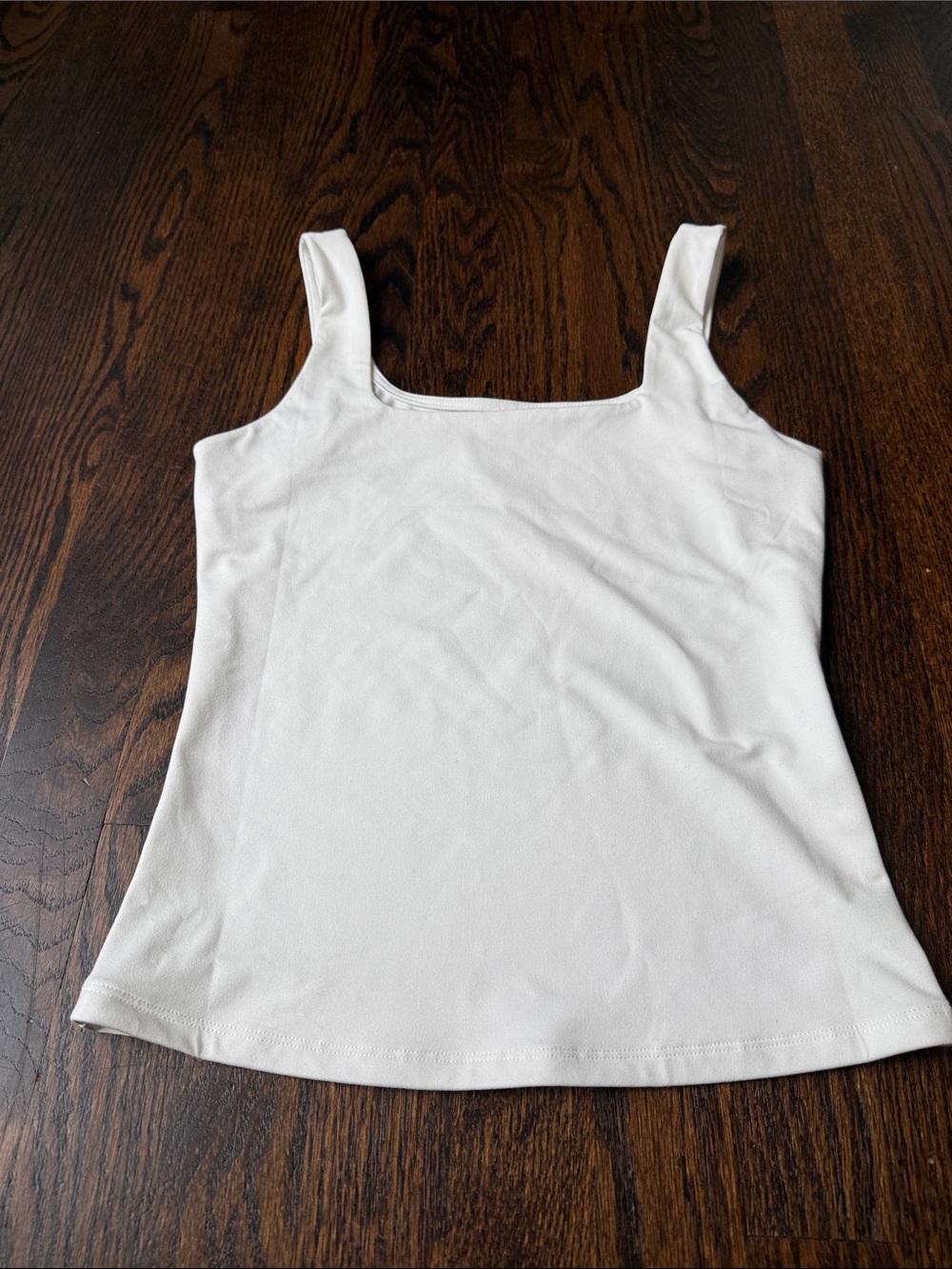 Square-Neck White Tank Top with Wide Straps